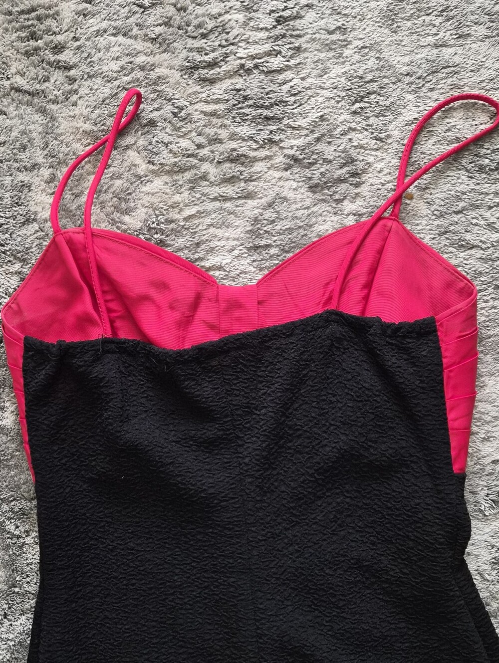 Vintage 80s Hot Pink & Black Two-Piece Dress Set Cropped Blazer - Picture 6 of 10